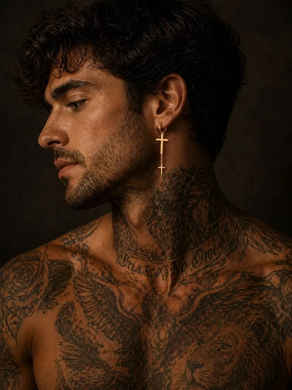 Gold Cross Drop Earrings